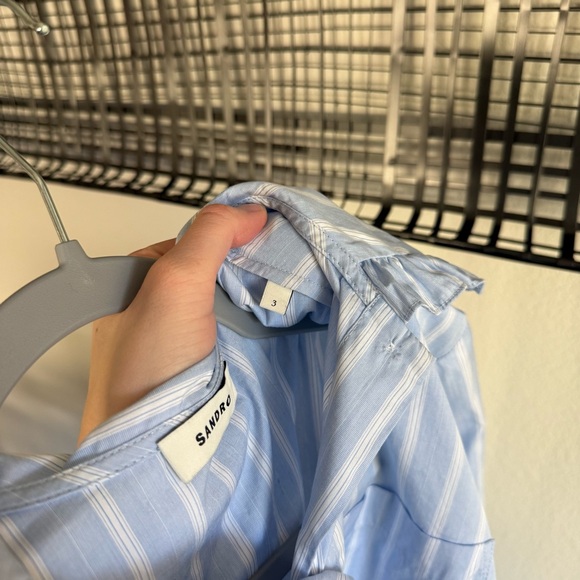 Sandro Ravenne striped frilled-collar cotton-poplin shirt - Picture 8 of 8